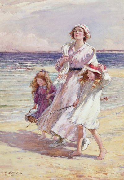 Een winderige dag aan zee door William Kay Blacklock